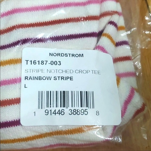 Lush Rainbow Stripe Notched Crop Tee - Picture 2 of 2